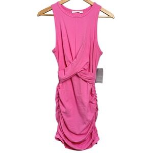 Lush Pink Sleeveless Twist Front Bodycon Mini Dress -‎ Size Small NWT